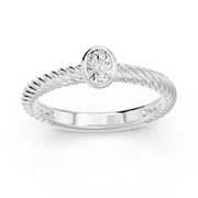 Bague de fiançailles diamant naturel ovale 0.20 carat or blanc Octavia